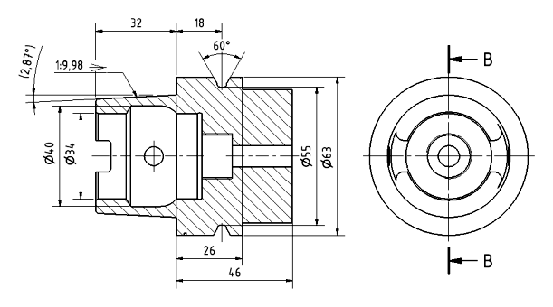 Dibujo técnico de una pieza de máquina herramienta, Sven Gleich