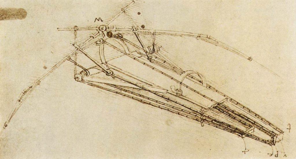 Leonardo da Vinci, disegno di una macchina volante