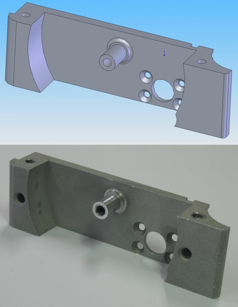 Model CAD i część obrabiana CNC