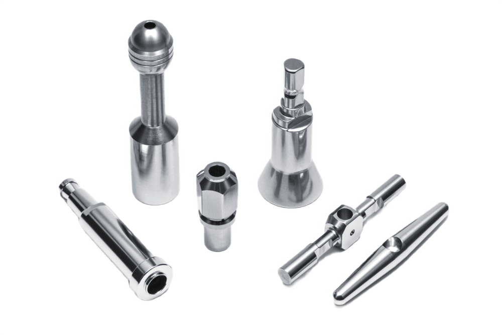 Precision medical and dental parts manufactured by CNC turning